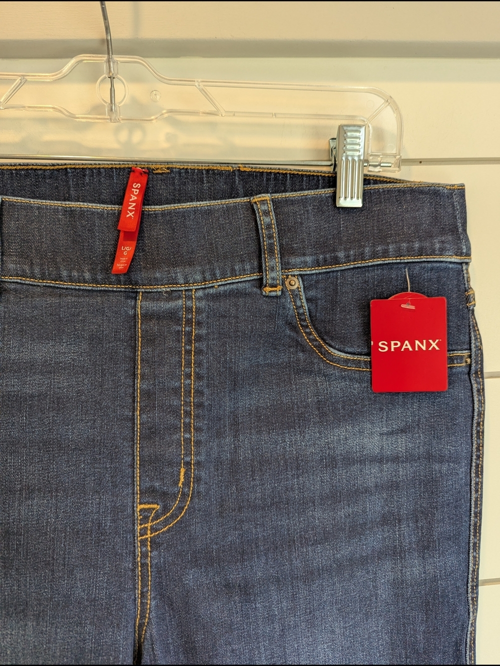 SPANX Shape Flare Jeans New With Tags Size Large Midnight Indigo - Picture 5 of 13